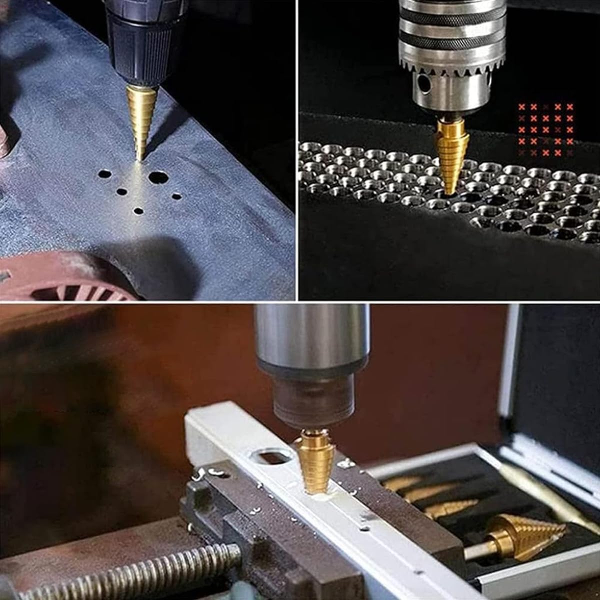 Serplex 6PCS Step Drill Bits Set, HSS High Speed Steel for Stainless Steel, Metal, Wood, Plastic Drilling 4-32MM/4-20 MM/4-12MM/6MM/8MM/3MM with Case for Woodworking, DIY Lovers