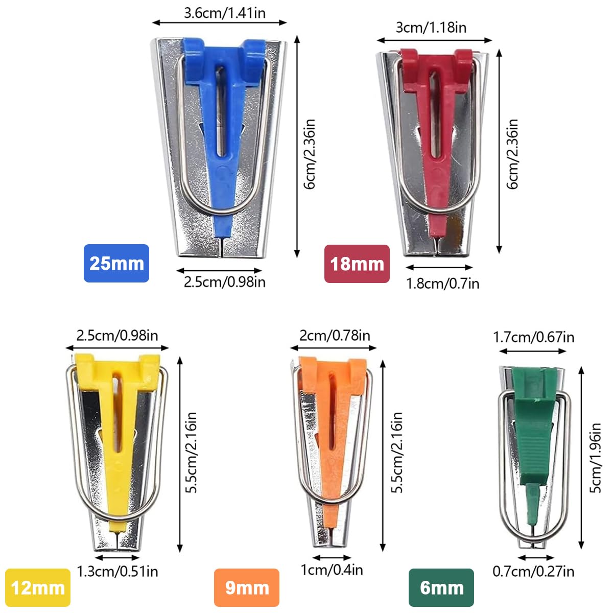 HASTHIP Bias Tape Maker Set of 5 Sizes 5 Sizes 1/4