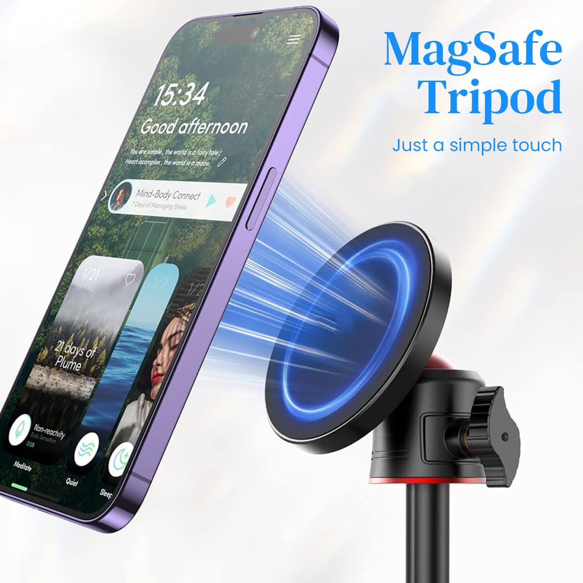 ZORBES Magnetic Cell Phone Tripod Support MagSafe Retractable Phone Tripod Holder Portable Travel Cell Phone Tripod 360 Degree Adjustable Phone Tripod for Filming, Livestream