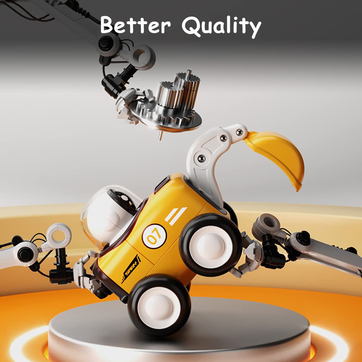 PATPAT Construction Car Toy For Kids Press-And-Go Whistle Car Toy For Kids Cartoon Spacemen Car Toy Birthday Gift Children'S Day Gift Toy For Kids 1-3 Years Old,Multicolor