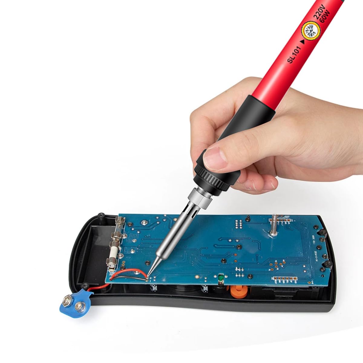 Serplex Soldering Iron Kit with Multimeter, 60W LCD Digital Display Welding Tool 180-500 Degree Soldering Tool Kit with 5Pcs Solder Iron Tips Comprehensive Soldering Set for Electrical Repairs