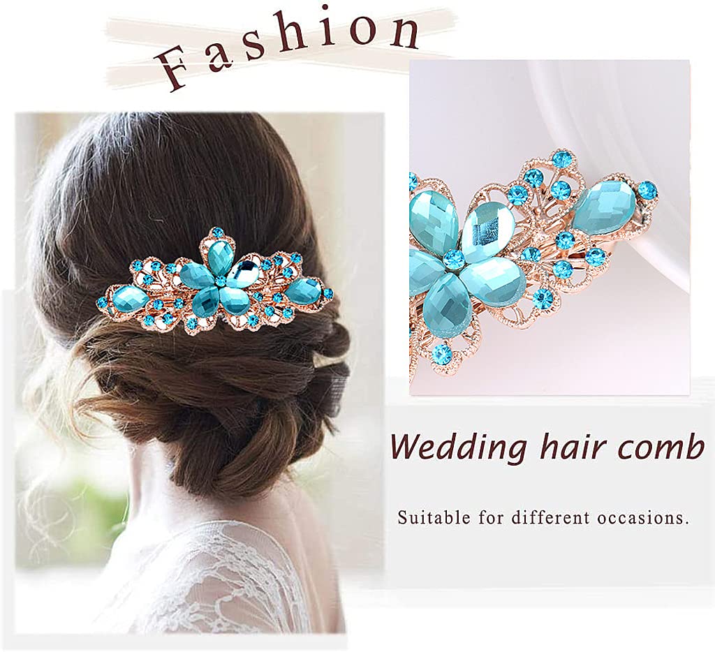 MAYCREATE 3pcs Hair Flare Clips for Women Rhinestone Hair Clips French Hair,Hair Accessories for Women Stylish,Barrettes Spring Clip Bridal Formal Event Jewelry Accessory for Women and Girl