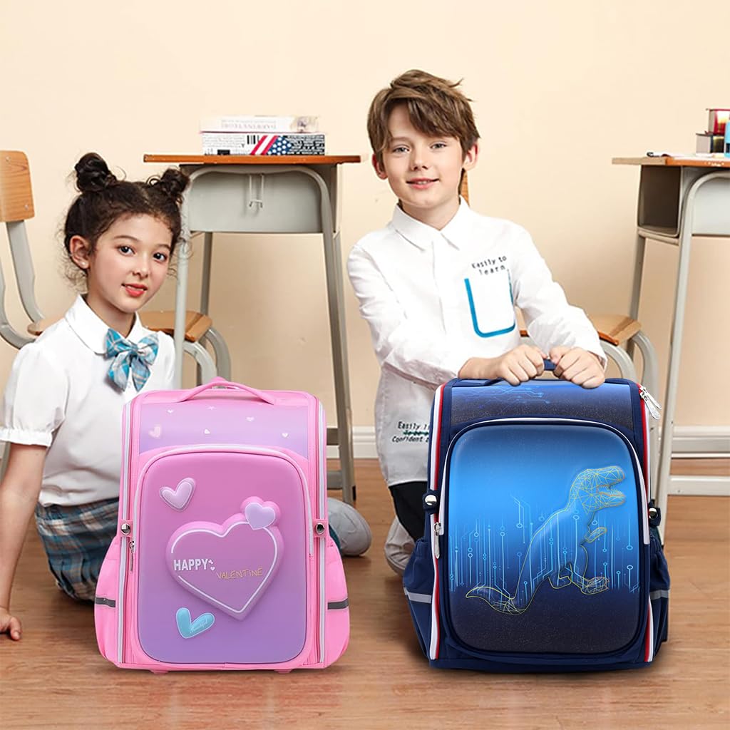PALAY School Backpack for Boy Backpack on Wheel SchoolBoy 6-8 Years Old Waterproof Cartoon Print Boys Backpack with Detachable Wheel Stand Lightweight Travel Backpack for Kids