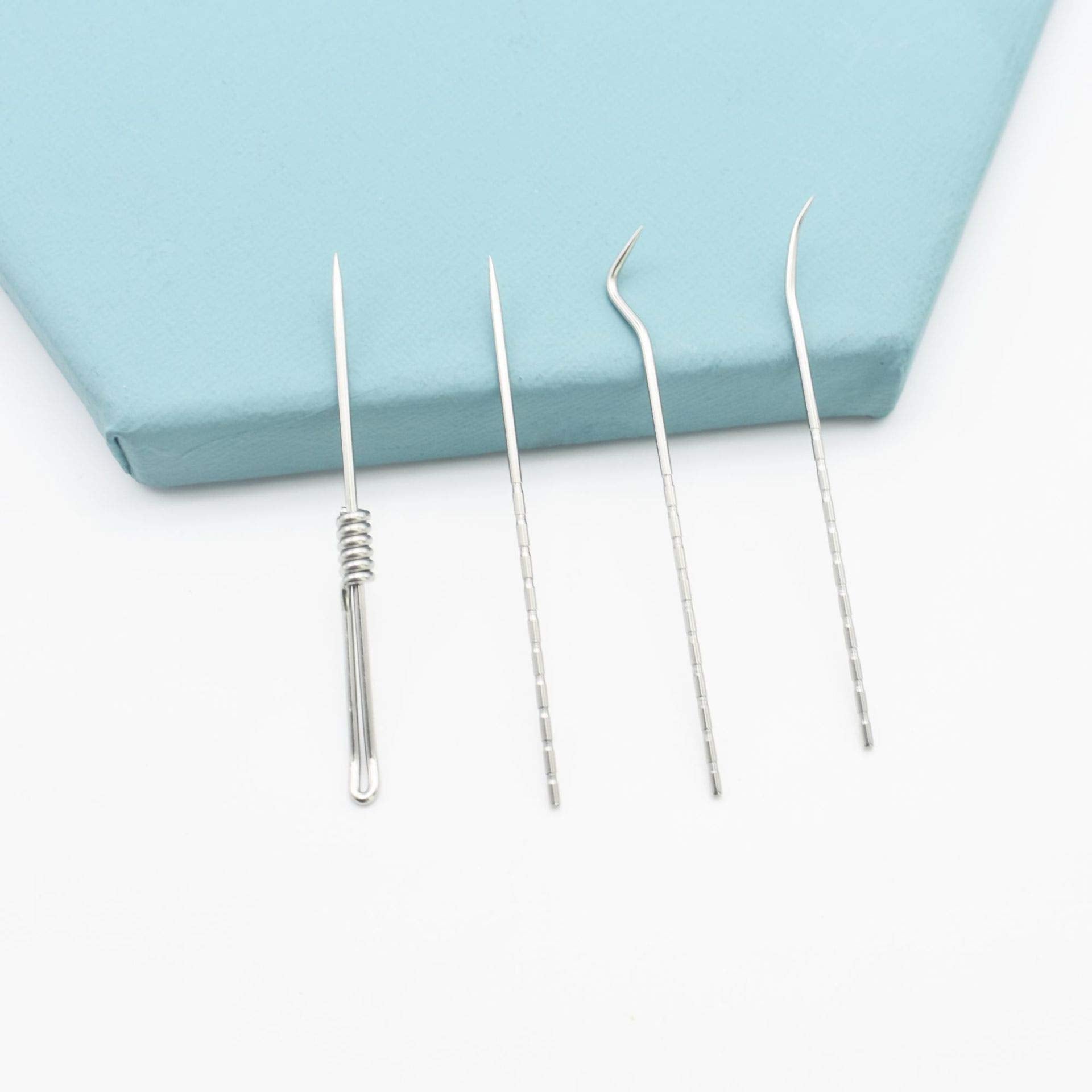 ZIBUYU Stainless Steel Toothpicks Set for Men and Women Reusable Portable Toothpicks for Travel Teeth Cleaning Tool Kit with Storage Box Oral Care Dental Teeth Cleaning Tools for Travel - 4 Piece