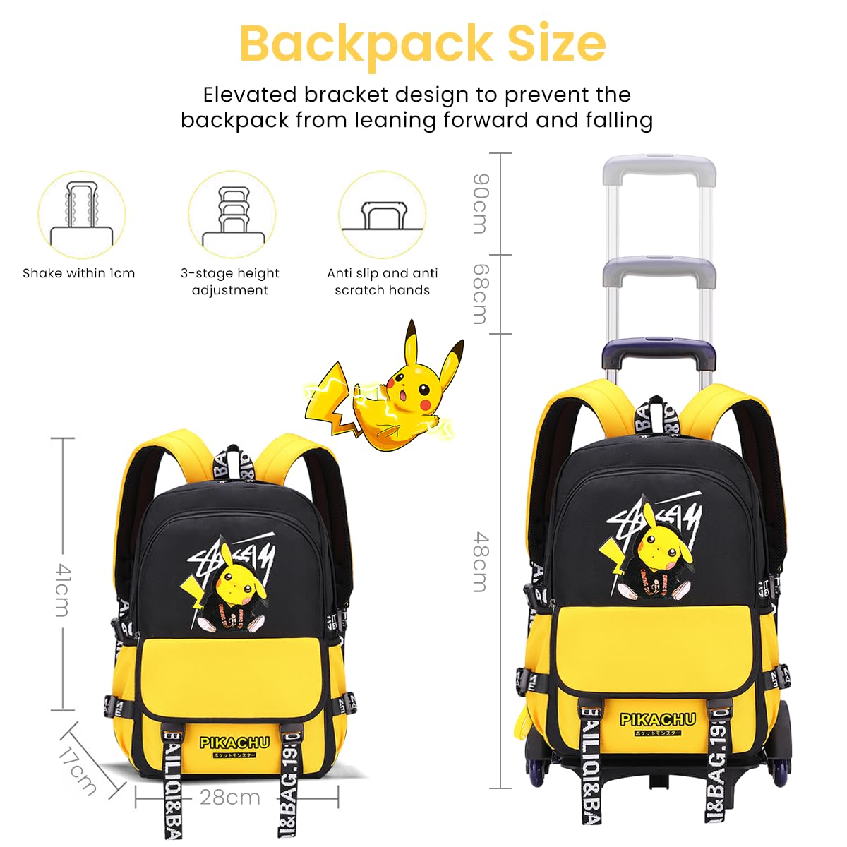 PALAY School Backpack for Boys Girls Travel Backpack on Wheel Girl School Bag on Wheel Detachable Wheel Stand Design Gift New School Bag for Girls Boys
