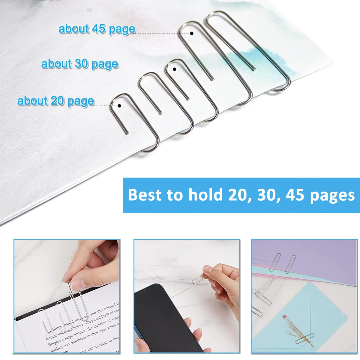 Climberty 340pcs Binder Clips & Paper Clips Set - Black Binder Clips Jumbo Paperclips Set, Large Paper Clips for Office, School Supplies, Binder & Paper Clips in Container with Compartment