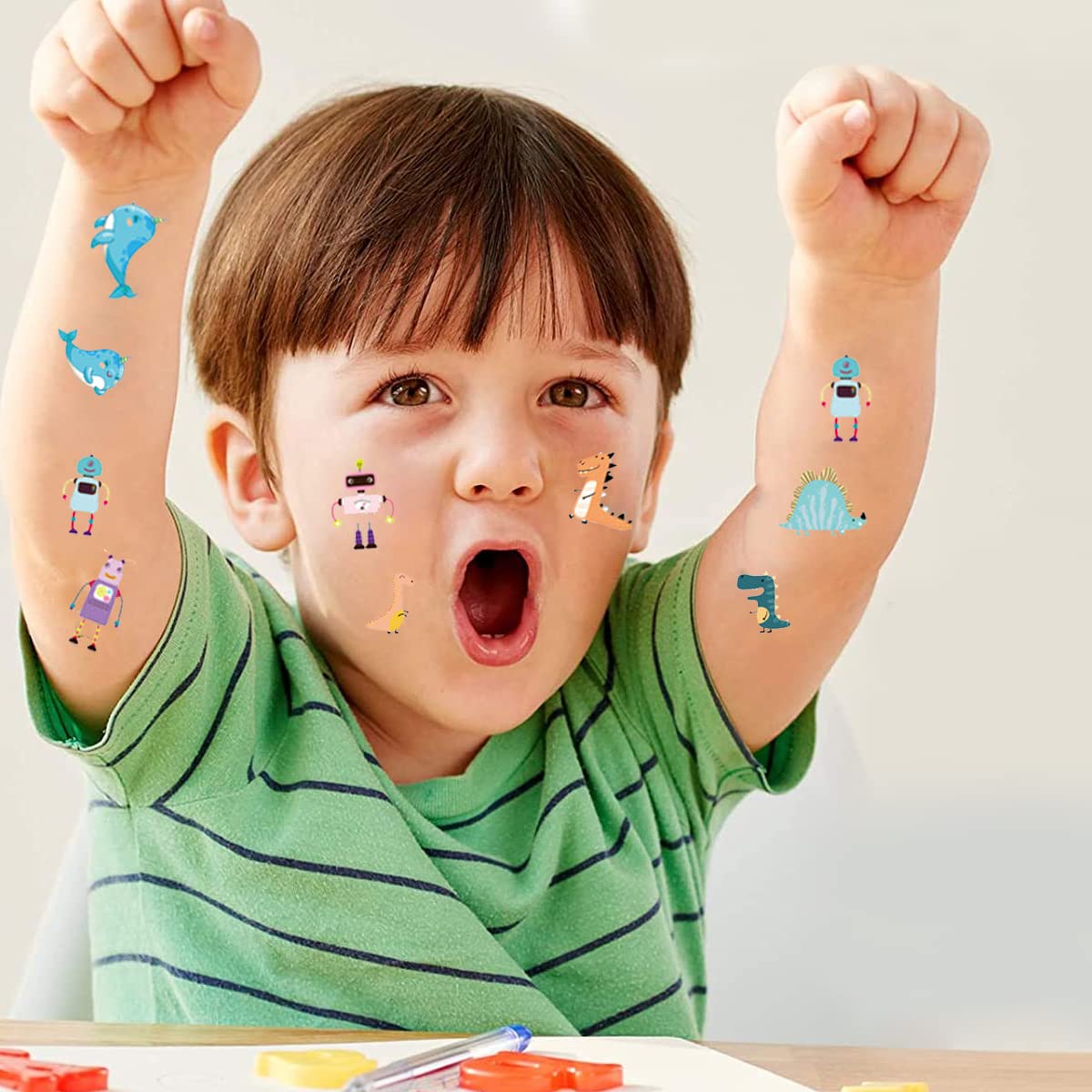 MAYCREATE 20 Sheets Waterproof Cartoon Temporary Tattoo Sticker Night Glow Sticker,Marine Theme Cartoon Sticker for Boys Girls Sticker