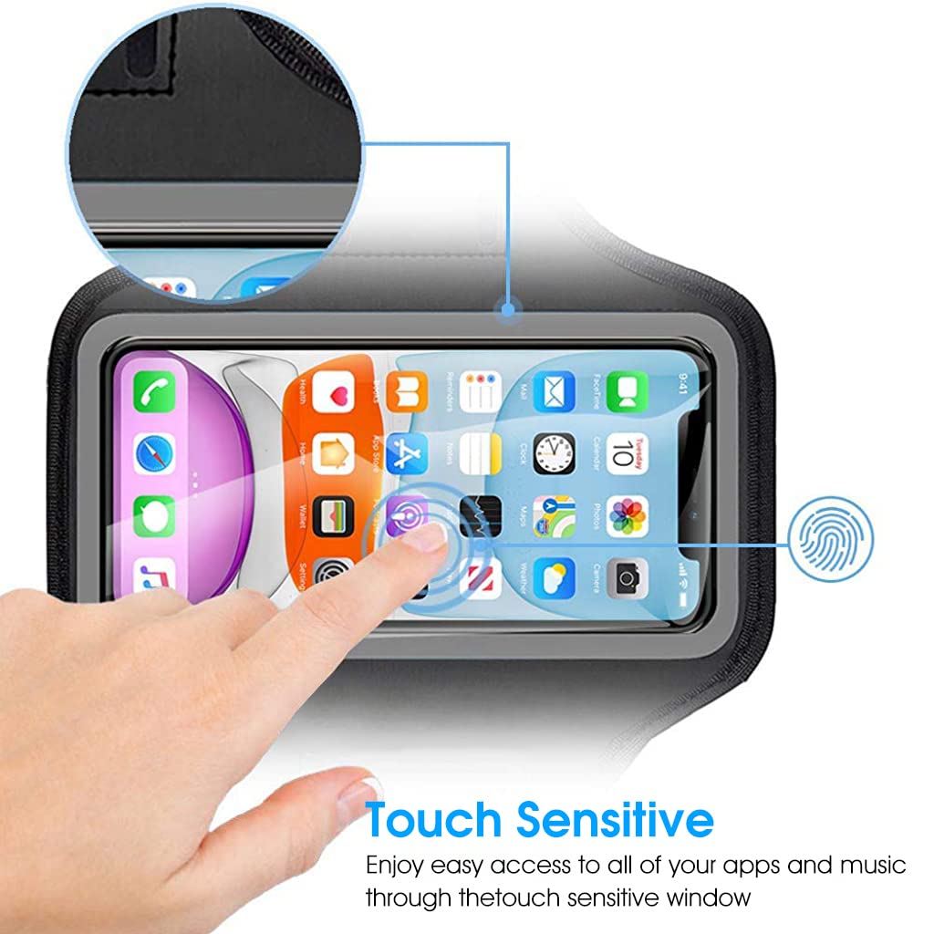 ZORBES Armband for Mobile Phone Running, Waterproof Phone Holder for Running for iPhone 13, 12, 11, XR, Elastic Arm Band with Card Holder for Within 6.2in 's Mobile (Black)