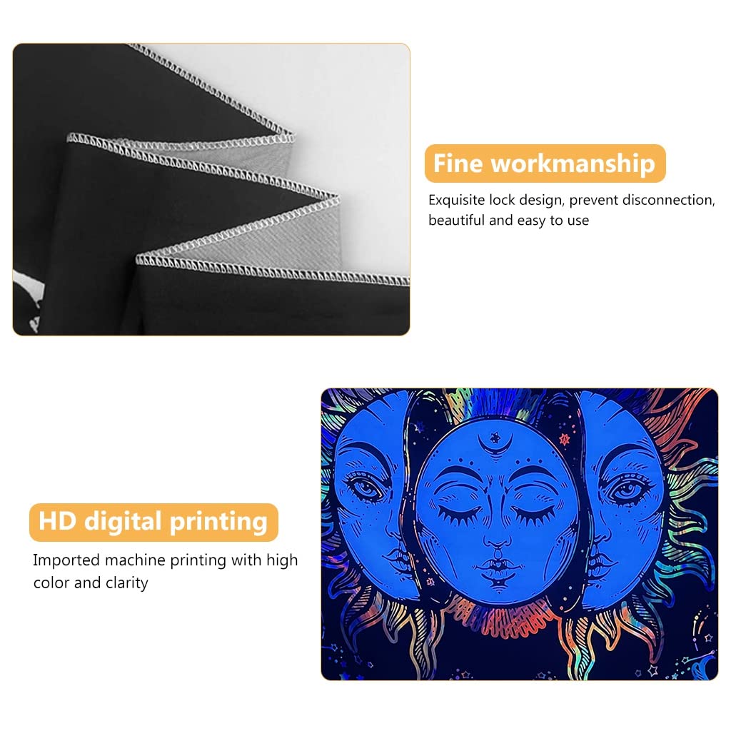 HASTHIP Uv Luminous Tapestry Uv Reactive Tapestry Glow In The Dark Sun And Moon Tapestry Uv Reactive Tapestry Wall Hanging (51Inch X 59Inch) (Multi-Colour)