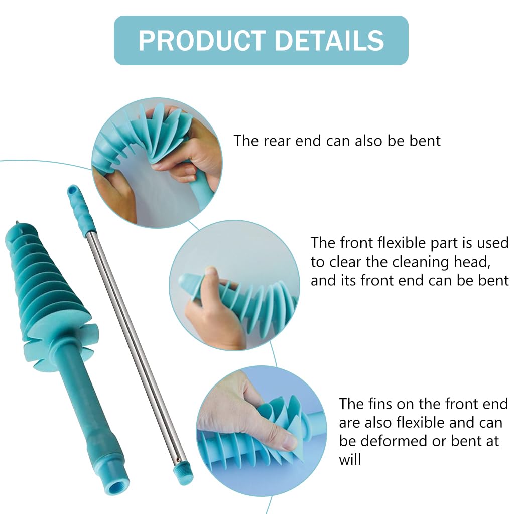 HASTHIP Flexible Toilet Plunger, Flexible Rubber Head Stainless Steel Handle, Toilet Dredge Tool, Bendable Toilet Plunger for Toilets and Squat Toilets