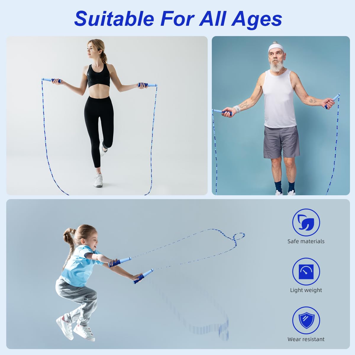 PATPAT 3Pcs Jump Rope Color PVC Rubber Jump Rope 9.1ft Adjustable Skipping Rope for Kids & Adults Tangle-Free Segmented Rubber Jump Rope Skipping Rope Cardio Fitness Outdoor Workout