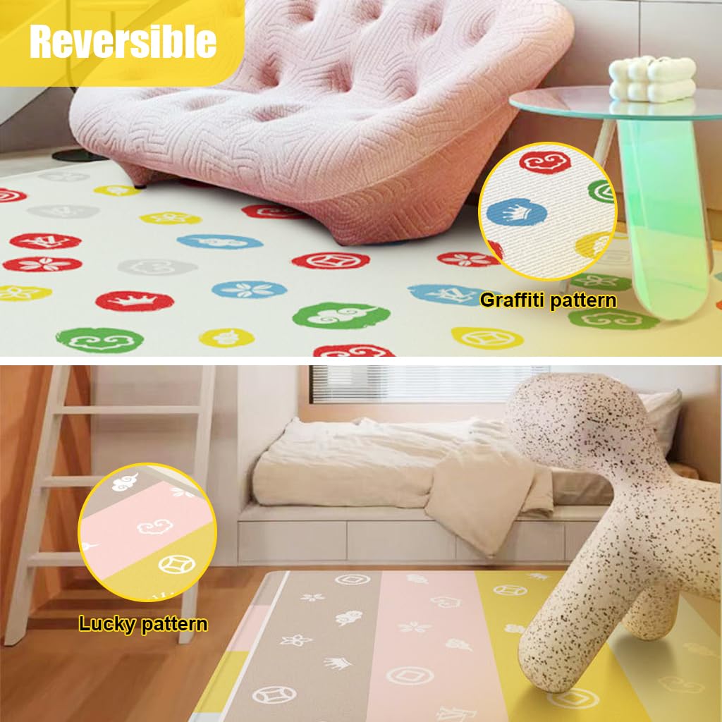 SNOWIE SOFT Baby Mats for Floor Baby Playing Mat Waterproof Folding Play Mat for Babies 0 to 12 Months Baby Play Gym & Mat Skin Friendly PE Baby Play Mats for Crawling Indoor Outdoor 70.8 x 39.3 Inch