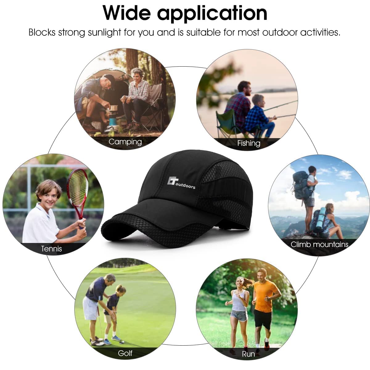 GUSTAVE Baseball Caps for Men Women Quick Dry Fabrics Sports Summer Caps for Men Women Stylish Hat for Fishing Outside Hiking Adjustable Buckle Closure (Color 2)