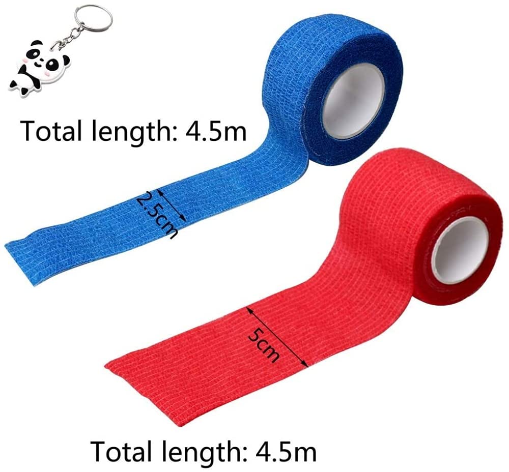 Qpets 9 Pcs Crepe Bandage Tattoo Grip Nail Finger Protection wrap Non-Woven Self Adhesive Crepe Bandage Strong Elastic Cohesive Tape Kinesiology Tape Set