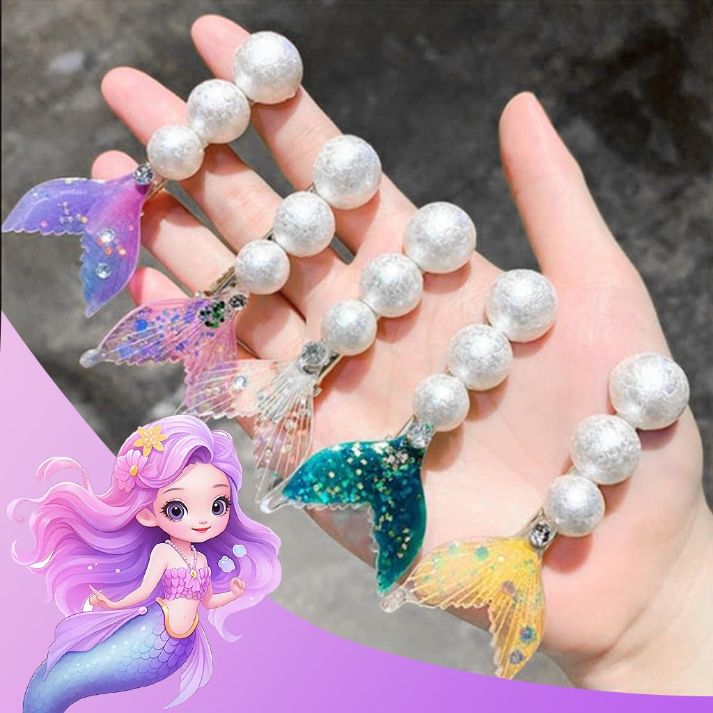 PATPAT Korean Hair Clips For Women, 5pcs Mermaid Tail Hair Accessories For Women Sparkling Pearls Hair Accessories For Girls Fashion Temperament Hair Clips Cute Bangs Hair Pins Fresh Sweet Hair Clip