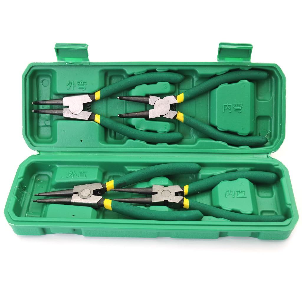 Serplex 4Pcs Snap Ring Pliers Set with Tool Box 7 Inches Straight Tip Circlip Pliers & Bent Tip Circlip Pliers Set for Install and Remove Circlips Retaining Ring Removal Plier Tools