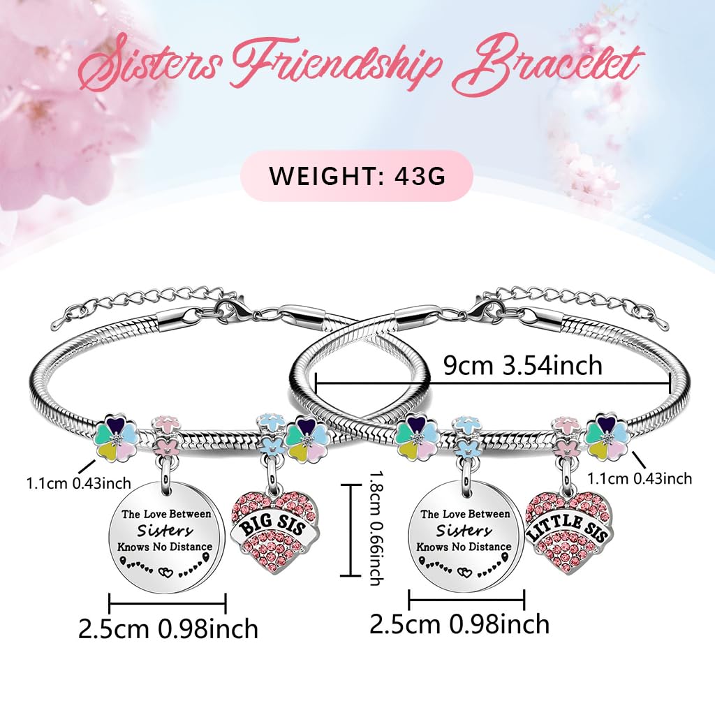SANNIDHI 1 Pair Sisters Bracelet Friendship Bangles Stainless Steel Sisters Friendship Bangles Adjustable Sisters Bangle Raksha Bandhan Gift for Sisters BFF Friendship Bangle Jewelry Gift for Sisters