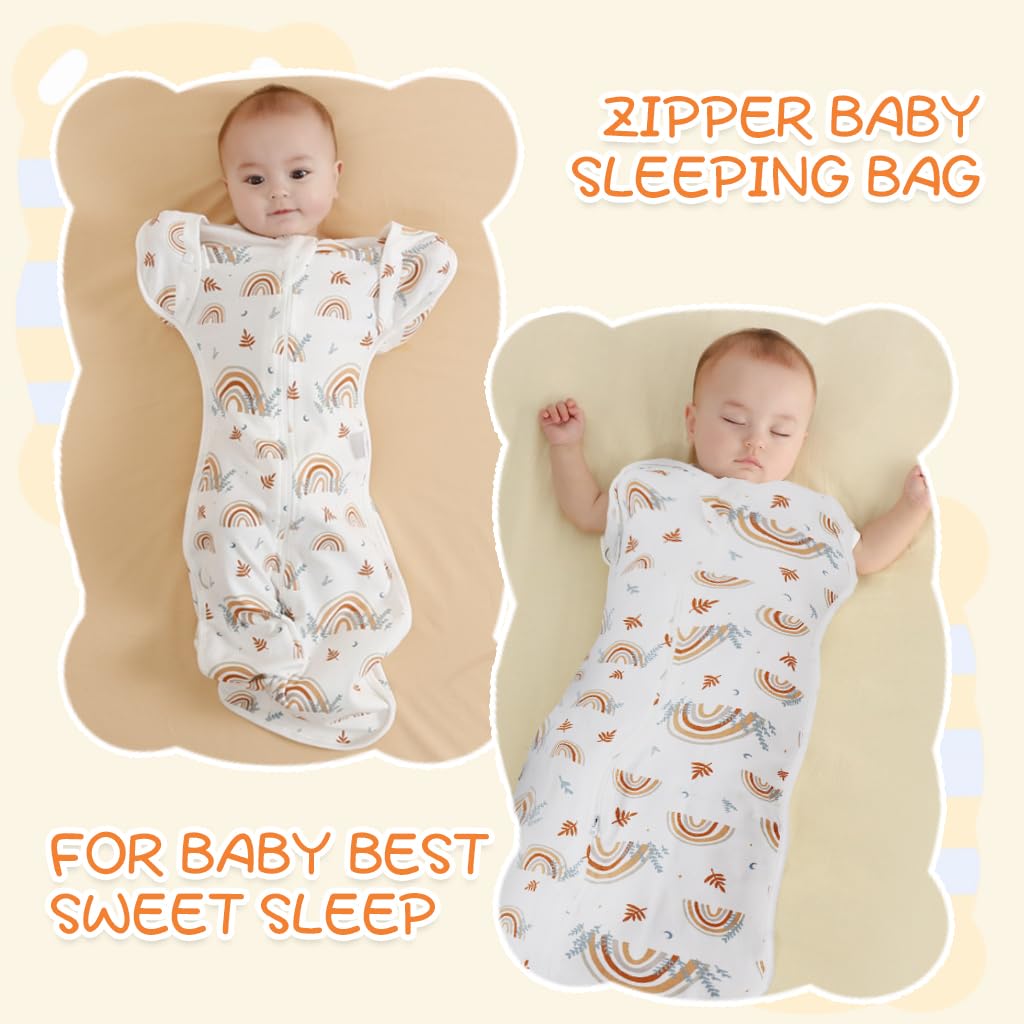 SNOWIE SOFT Baby Swaddles for Newborns, 100% Cotton Baby Swaddle Wrap for Newborns Arms Up Baby Sleeping Blanket Zipping Baby Sleeping Bag Newborn Sleep Sacks for Startle Reflex for Baby 0-6 Months