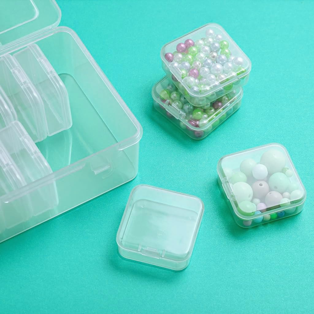 HASTHIP 15 Pcs Transparent Jewelry Organizer Box Set, Plastic Storage Cases for Earrings, Ear Studs, Rings, Necklace, Multi Purpose Small Storage Case for DIY Crafting, Beading, Diamond Painting