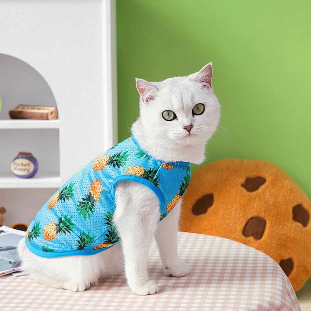 Qpets 2 Pack Dog Clothes Lovely Print Shirt for Small Dogs Yellow & Blue Summer Breathable Dog Vest Stretchy Dog Clothes Sleeveless Dog Clothes for Small Dogs, Cat (Size: M, Yellow+Blue)