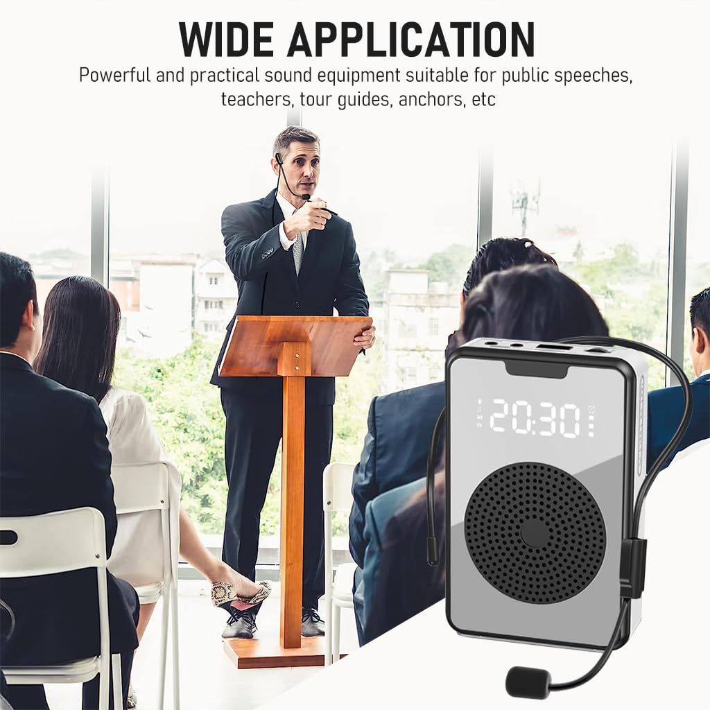 ZORBES Portable Bluetooth Voice Amplifier for Teachers 8-Hour 1800mAh Battery Wired Headset Mic with 10W Speaker