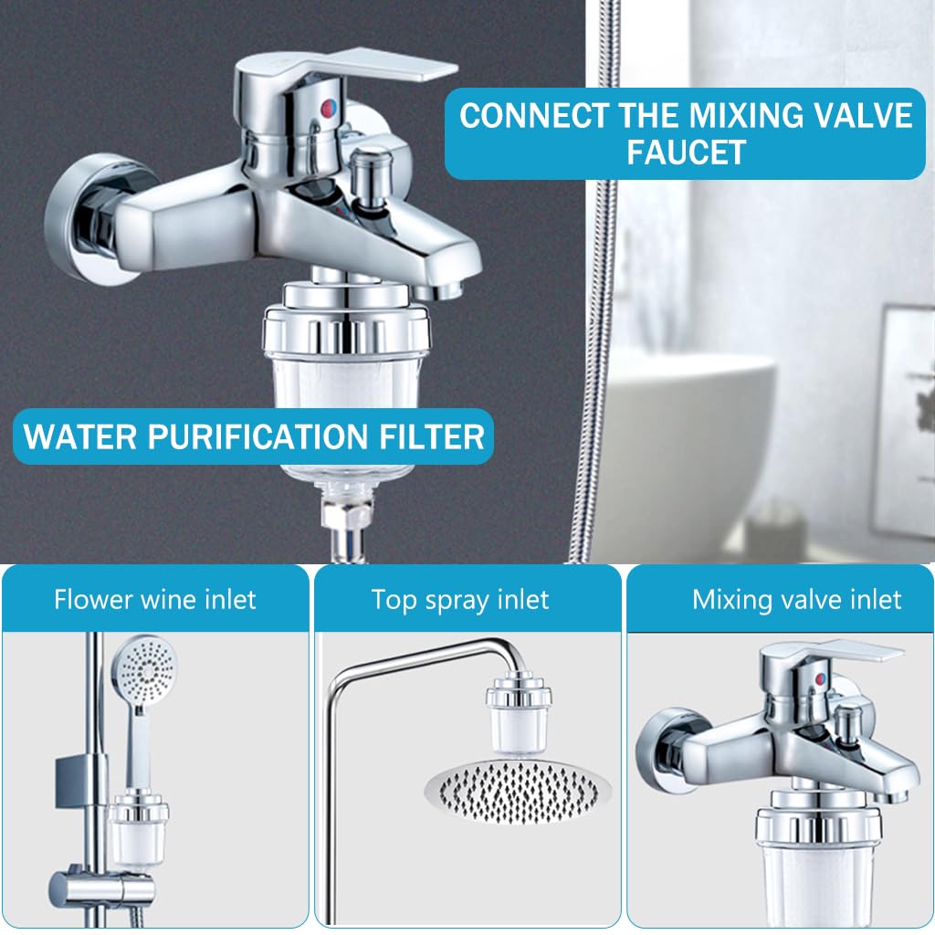 Supvox Shower Water Filter System with 2 Pro-Level Replacement Cartridges - Faucets Purification Bathroom Accessory Water Softener Impurities Shower Filter to Remove Chlorine and Heavy Metals
