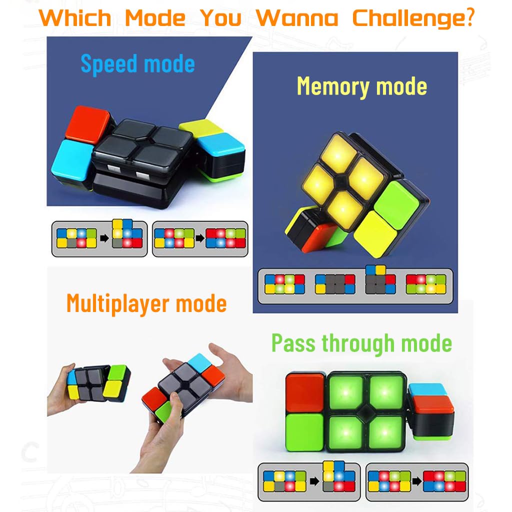PATPAT Electronic Fidget Toy Magic Cube Musical Toys for Kids, Rubik's Cube Light Toys for Kids, Board Games Magic Cube with 4 Game Modes, Fine Motor Skill Toys for Kids, Birthday Gift for Girls Boys