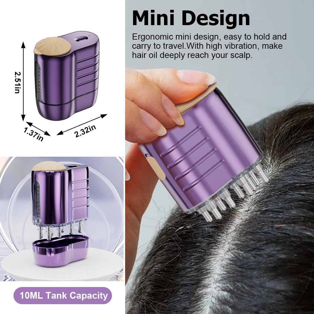 HANNEA 2 in 1 Hair Oiling Applicator&Scalp Oil Applicator, Electric Hair Oil Applicator for Hair Growth, Oil Massager for Scalp With LED Red Light Therapy, 10 ML