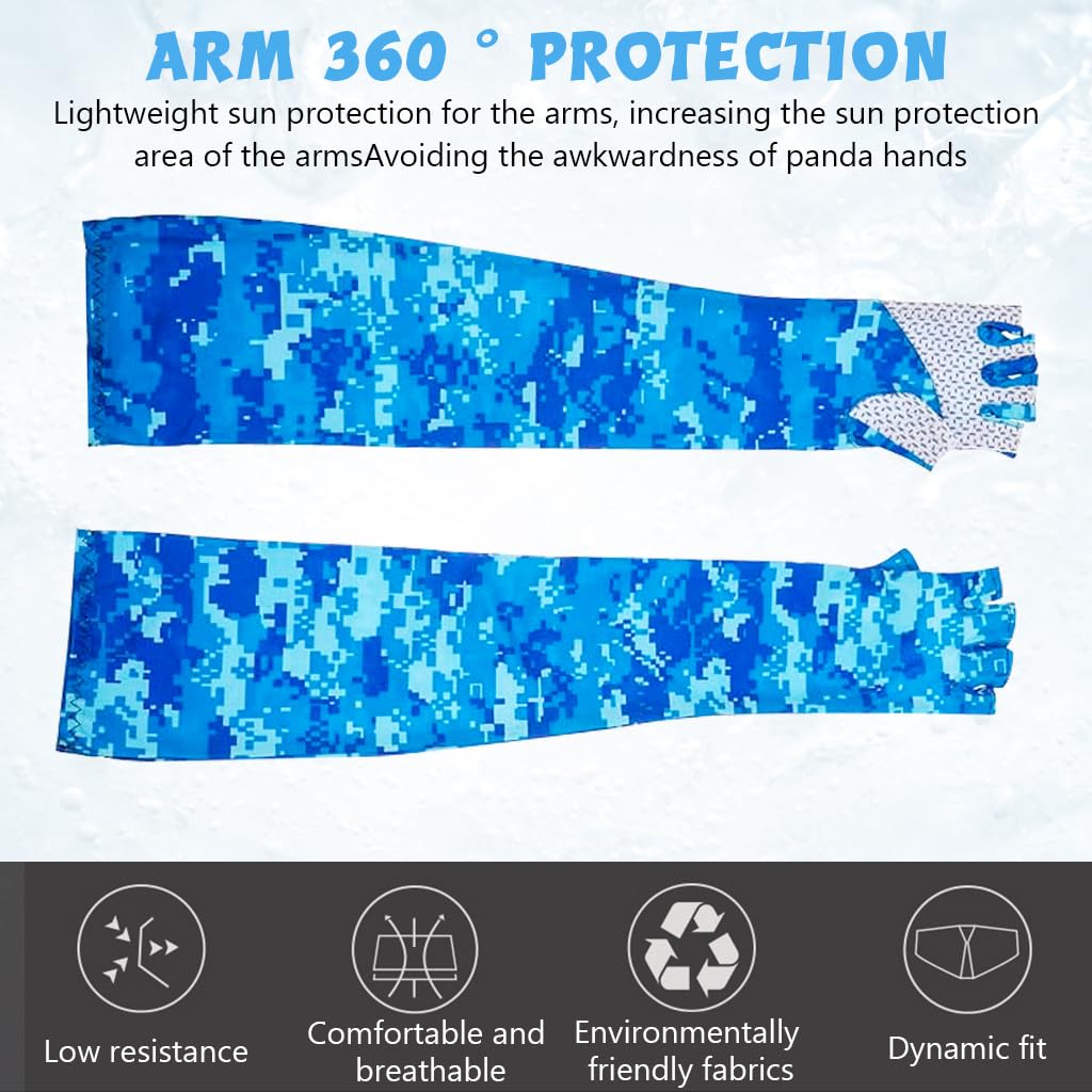 PALAY Arm Sleeves UV with Compression & Cooling Effect, UV Protection Gloved Arm Sleeves for Men & Women Cycling Ice Arm Sleeve Fingerless Sun Compressionm for Golf, Baseball, Basketball