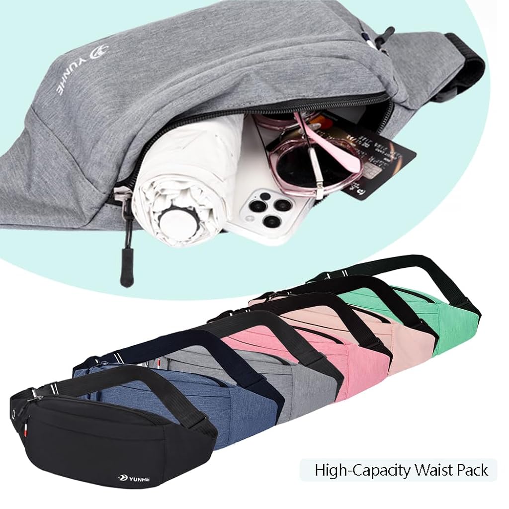 GUSTAVE® Bum Bag for Ladies Women Men Girls Bumbags Waist Fanny Pack with Headphone Jack and Adjustable Belt for Sport Running