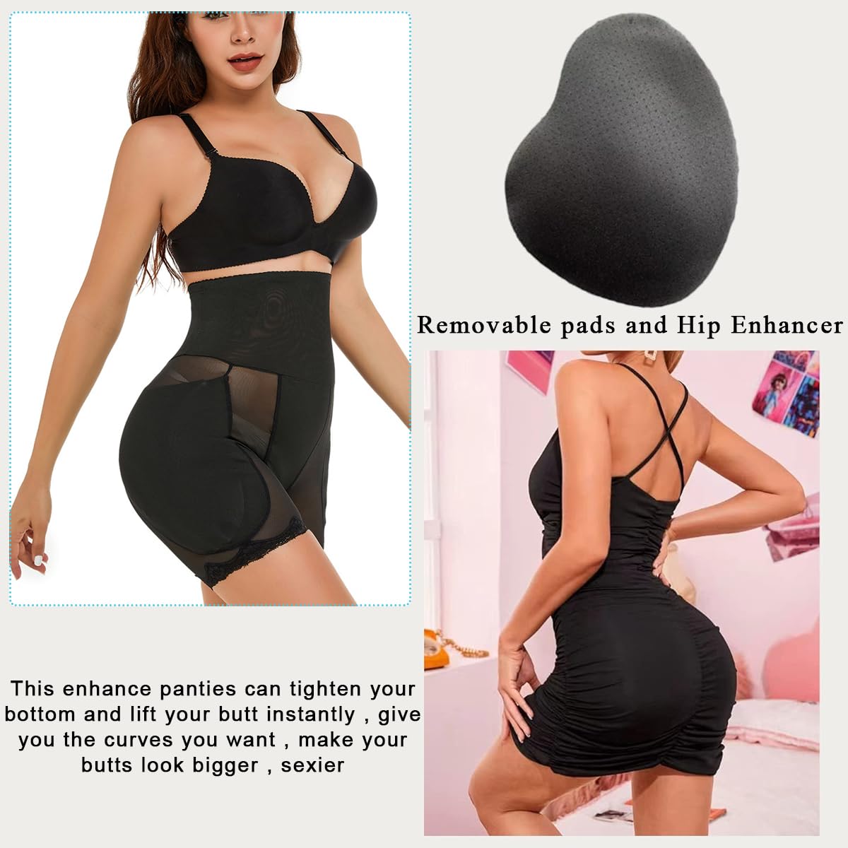 PALAY Hip Pads for Women Hip Dip Pads, Enhancer Shapewear for Women High Waist Shapewear Butt Lifter Pad Panties(XXL)