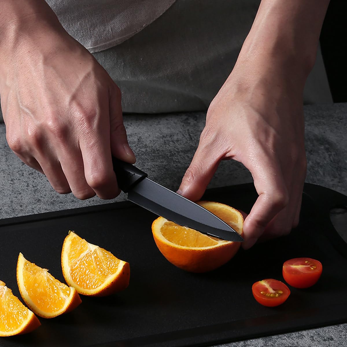 Supvox 3 Pieces Kitchen Knife Set with Sheaths, Professional Stainless Steel Chef Knife Set, Ultra Sharp Knives for Kitchen with Ergonomic Handle (Black)