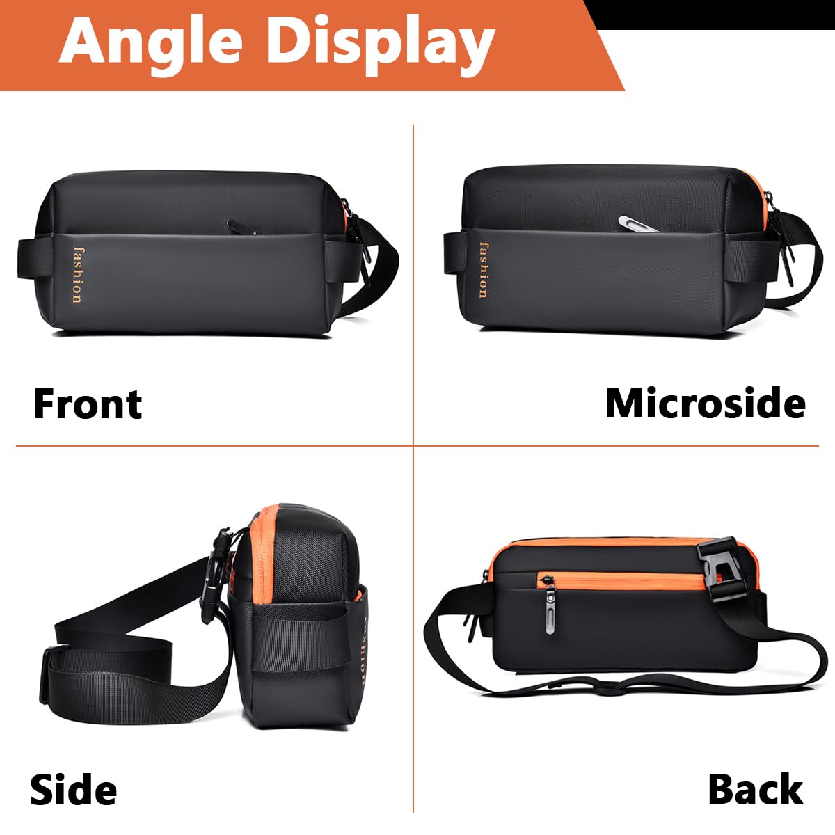 GUSTAVE Waist Bag for Men Women with Adjustable Strap, Sling Bag Cross Body Bag Large Waterproof Oxford Cloth Chest Bag Fanny Pack for Hiking Travel Camping Running Sports Outdoors