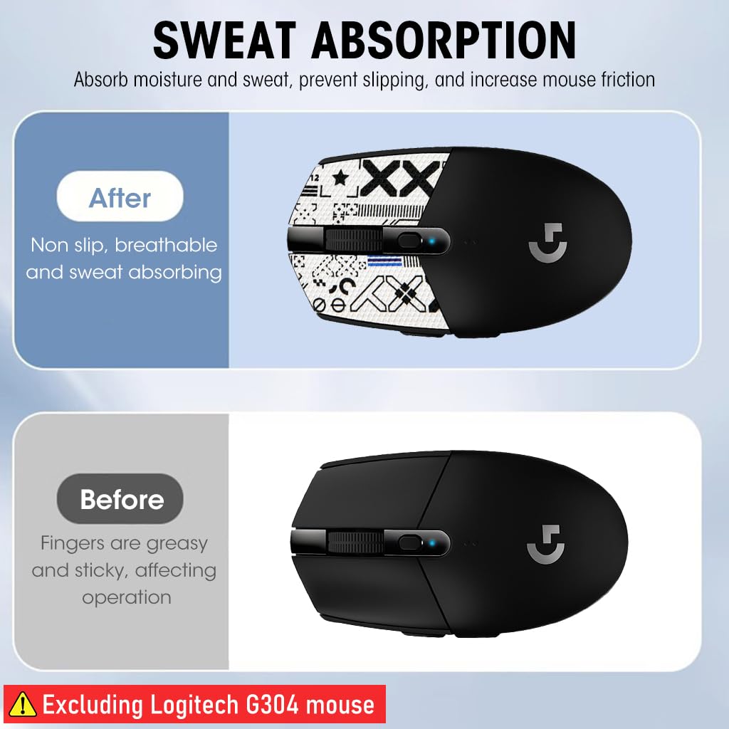 Verilux Mouse Grip Tape for Lo gitech G102/G304 Gaming Mouse Skin, Pre-Cutted Self-Adhesive Mouse Grip Tape Fashion Sweat-Proof Mouse Grip Tape (Mouse is not Included)