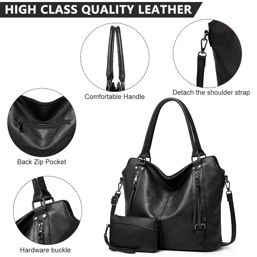 PALAY Handbags For Women PU Leather Hobo Bags for Women Purse Stylish 2 in 1 Tote Bags with Shoulder Strap Ladies Office Bag