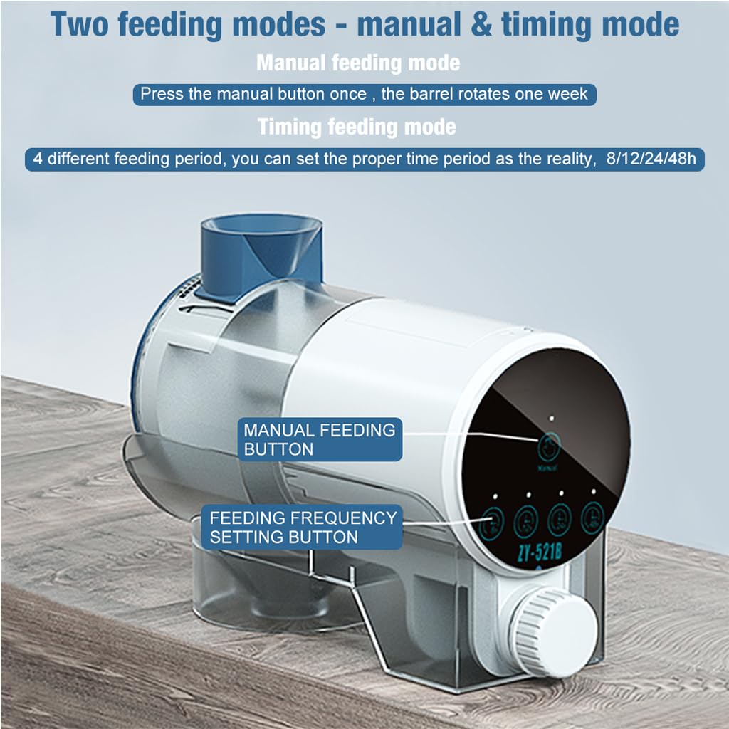 Qpets Moisture-Proof Acrylonitrile Butadiene Styrene Automatic Fish Feeder Aquarium Tank Fish Food Dispenser with Digital Timer, Suitable for Feeding Pet Fish on Holidays/Travel(Not Included Battery)