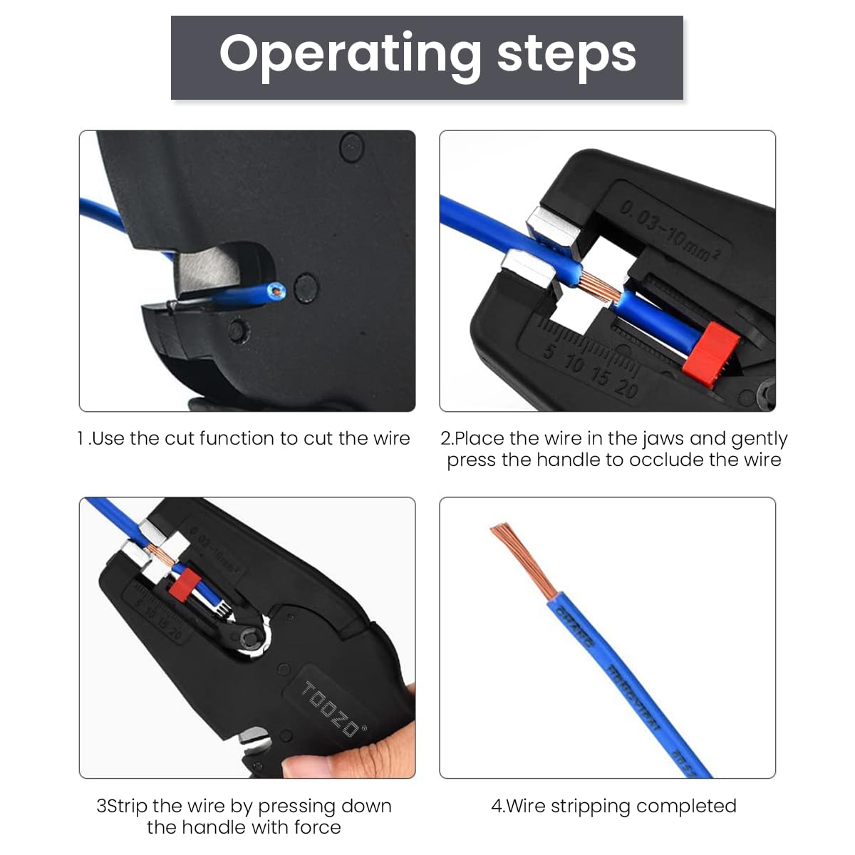 Serplex Wire Cutter Tool Wire Stripper and Cutter 2 in 1 Crimping Tool for 32 to 7 AWG Electrical Wire Cables, Automatic Cutting Plier Wire Stripping Tool for Electronic, Electric, Automotive