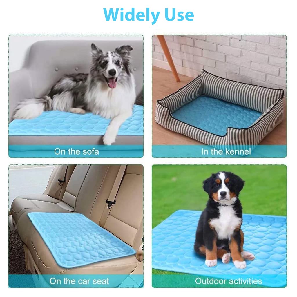 Qpets Summer Dog Cooling Mat Pet Sleeping Pad Cooling Mat Nylon Ice Silk Soft Water Absorption Pad Cat Beds Dog Bed Medium Size for Dog & Cat Waterproof Bottom (75 * 60cm, L)