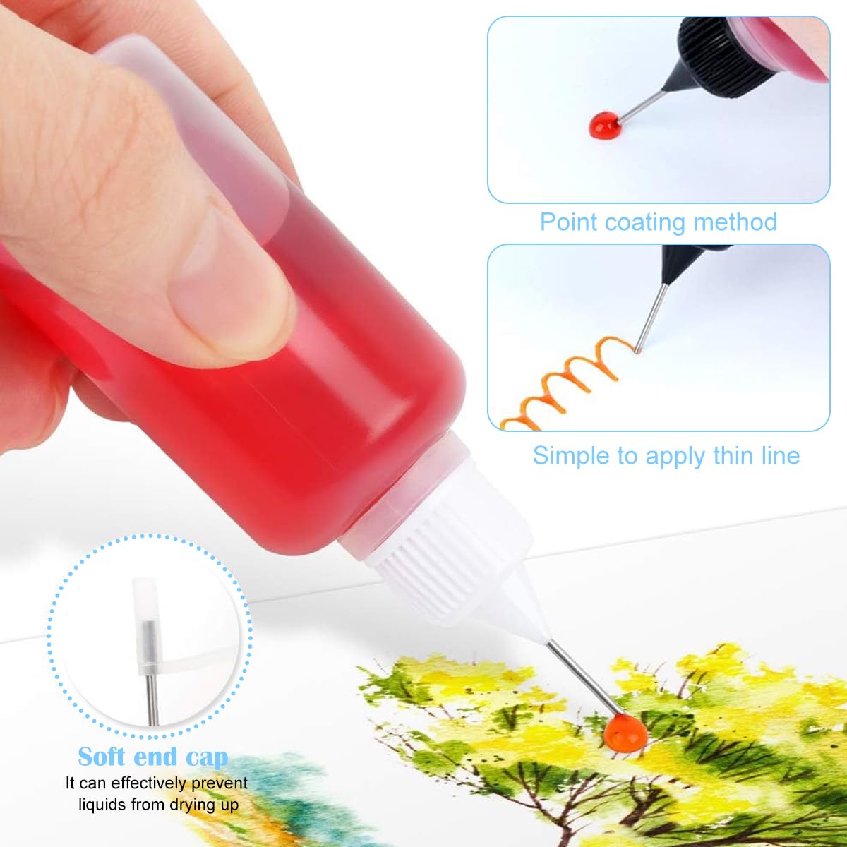 HASTHIP 12Pcs Precision Tip Applicator Bottles Capped Precision Tip Applicator Bottles, 30ml Squeezable Plastic Applicator Bottles Glue Applicator Tips Paint Applicator Bottles for DIY Crafting