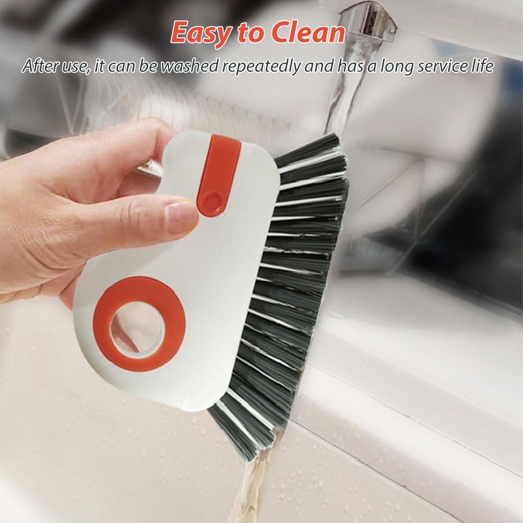 HASTHIP 2 in 1 Groove Cleaning Brush Window Track Cleaning Tools, Multifunction Bristle Crevice Cleaning Brush with Hidden Scraper, Grout Cleaner Grip Brush for Sliding Door Track