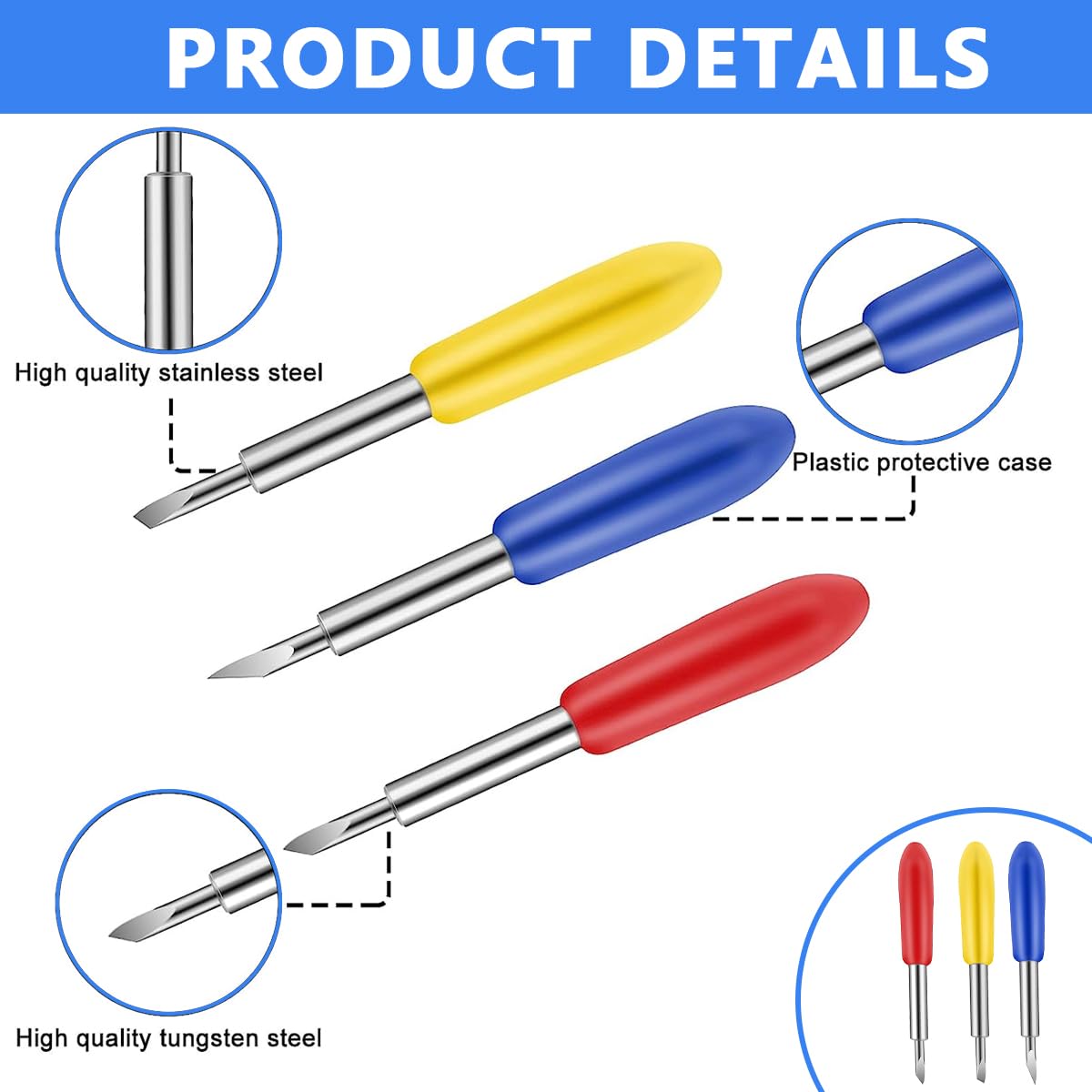 HASTHIP 30pcs Fine Point Blades for Cricut Maker 3 Expression/Explore Air 2 / Air 3, for Cricut Blades Including 10PCS 30°Shallow Blades, 10PCS 45° Standard Blades and 10PCS 60°deep Cutting Blades