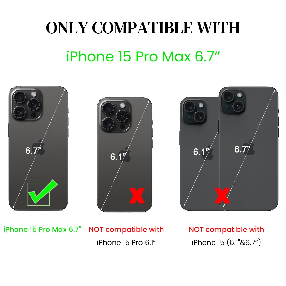 ZORBES Leather Phone Case for iPhone 15 Pro Max Stylish PU Phone Case with 4 Card Slots 2 in 1 Leather Phone Case for iPhone 15 Pro Max Snap Button Flip-Open Leather Wallet Phone Case Black