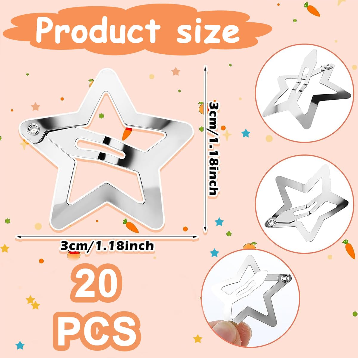 PALAY 30pcs Hair Clips for Girls Kids Color Y2K Stars Barrettes Cute Hair Clips for Women Teen Girls, Fashion Bangs Clip Hair Accessories