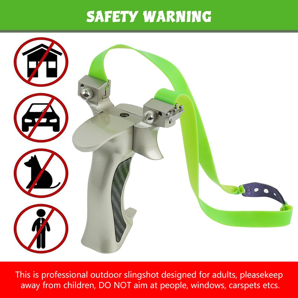 Proberos Metal Slingshot Professional Aluminium Slingshot for Adults Outdoor Anti-shaking Slingshot with 3 Replacement High Elastic Flat Bands