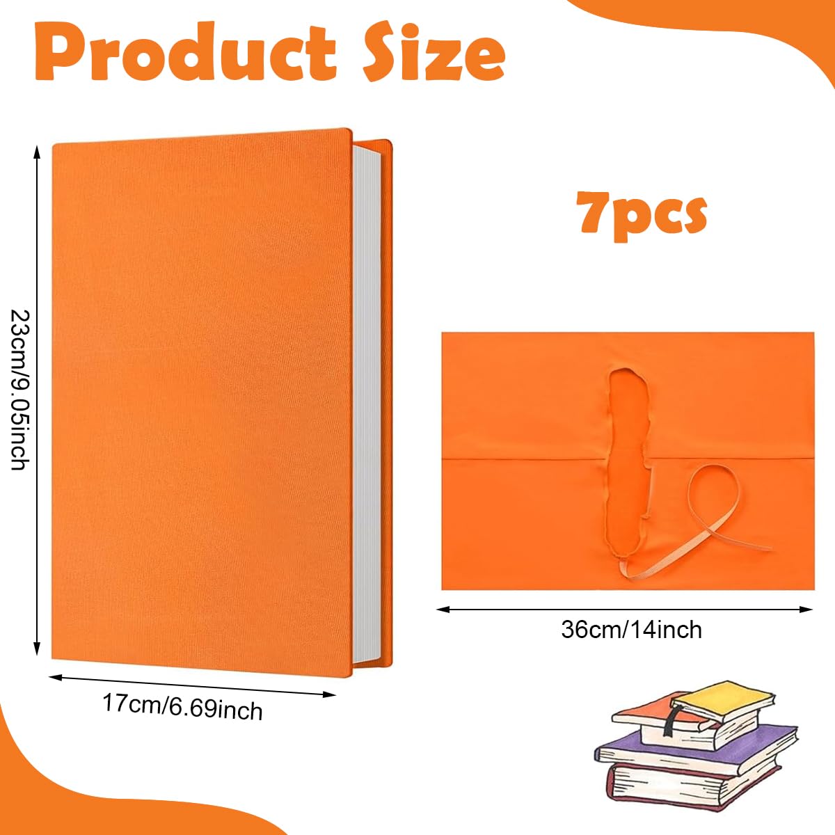 Climberty 7Pcs Vibrant Colorful Stretchable Book Covers, Universal Fit for Textbooks, Notebooks & Scrapbooks, 9x14.5 Inch for Most Hardcover Books, Up to 9 Inch x 11 Inch