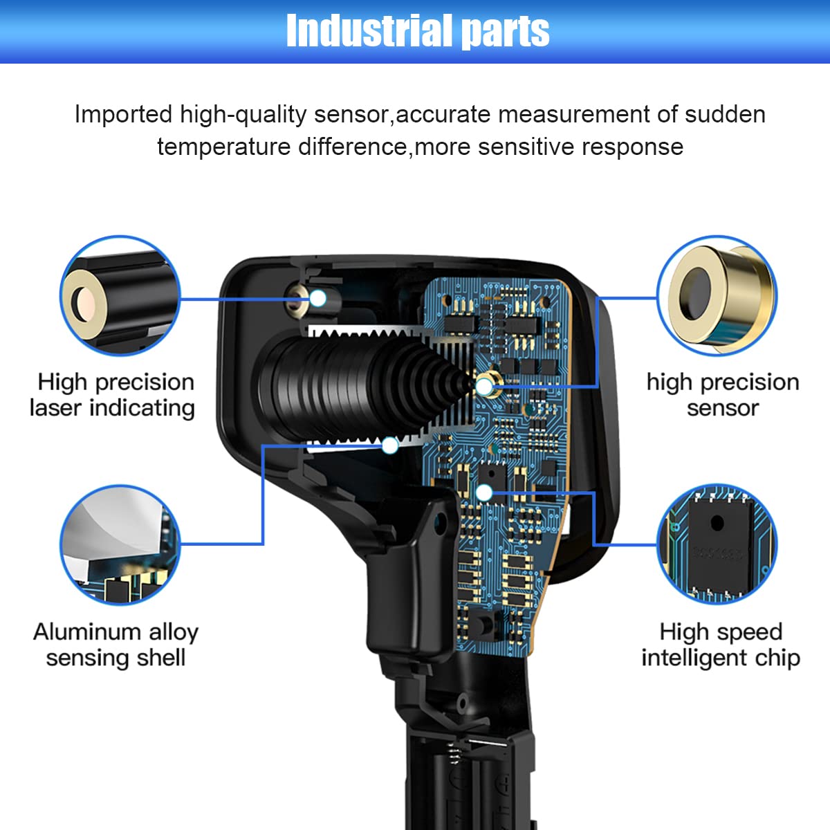 Serplex Handheld Infrared Thermometer, Non-Contact Digital Laser Temperature Gun 57°F ~1022°F (-50°C ~ 550°C) with Battery & Color LCD Display for Household Industrial Use, for Cooking, Pizza Oven