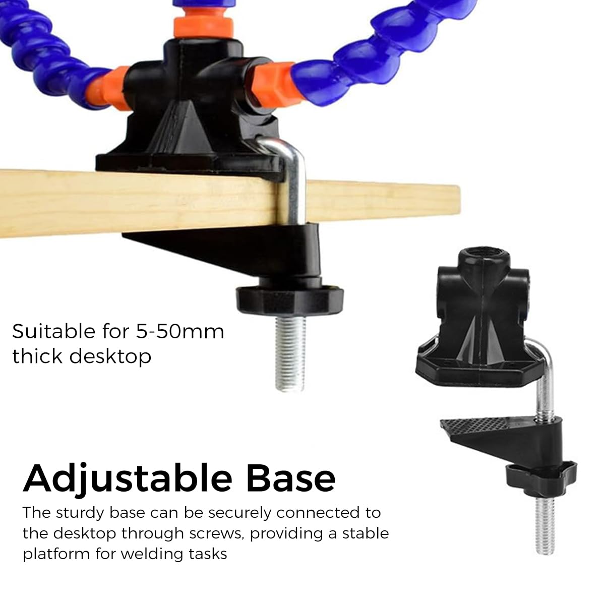 Serplex Soldering Helping Hands Clamp, Third Hand Soldering Tool with 3 Flexible Alligator Clip Arms, PCB Third Hand Holder Soldering Station Vise Table Clamp PCB Holder for Electronics Repair