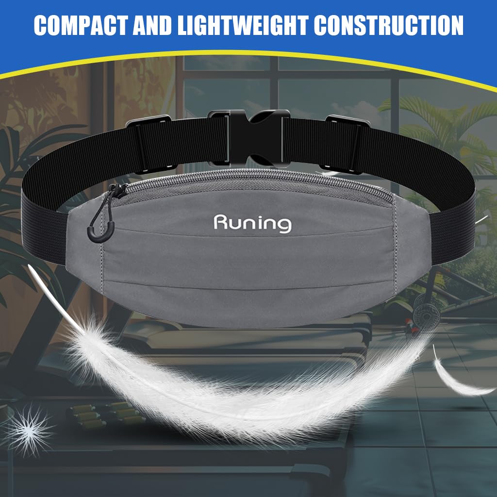 Proberos Jogging Belt Bag Waist Pack Sweatproof Running Bag Double Layer Zipper Pouch Lightweight Jogging Belt Bag Adjustable Elastic Nylon Belt Design Outdoor Belt Bag for Running, Jogging, Fitness