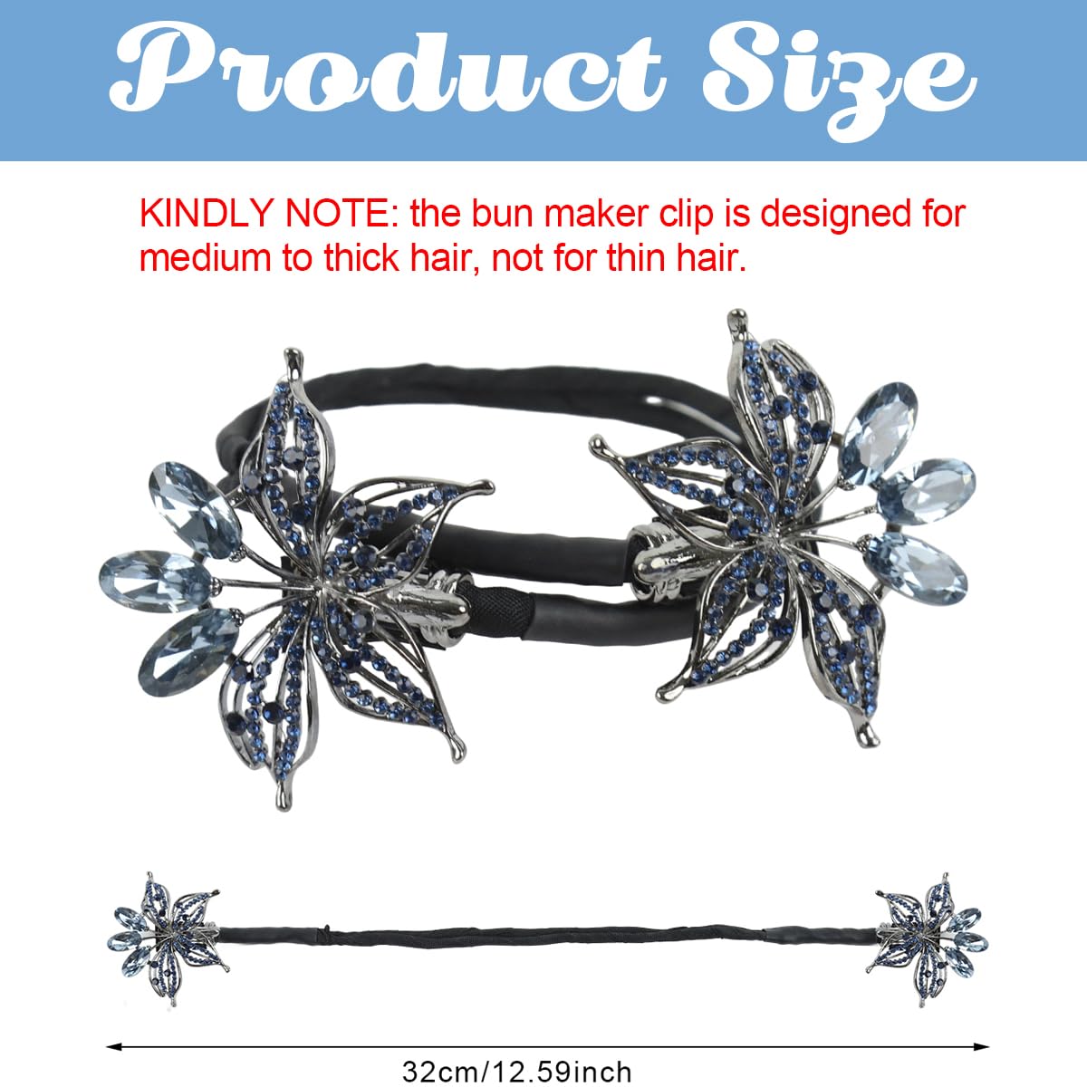 PALAY Hair Bun Accessories for Women Floral Easy Hair Bun Maker for Hair Metal Rhinestone Bun Clips for Hair Elegant Hairstyle Twist Bun Shaper for Women Ladies Daily, Party, Wedding