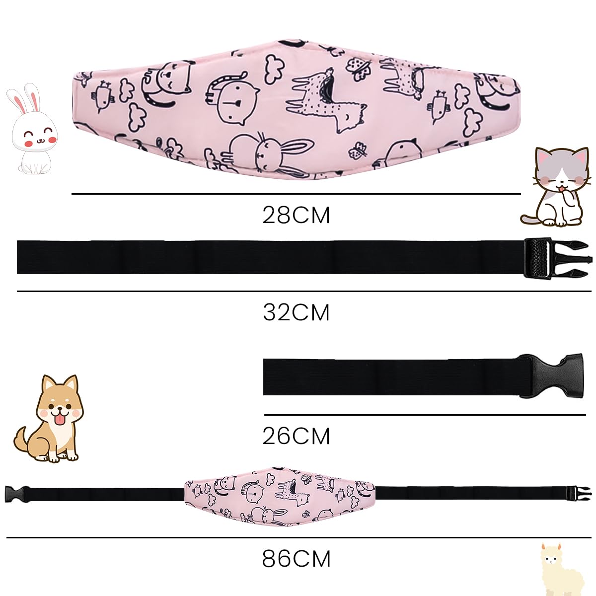 SNOWIE SOFT 2pcs Baby Head Support Band for Car Seat, Elastic Band Strap for Fix Baby's Head Neck, Relief Headrest on Car Safety Seat, Stroller, Travel Eye Cover for Stroller, Baby Safety Seat